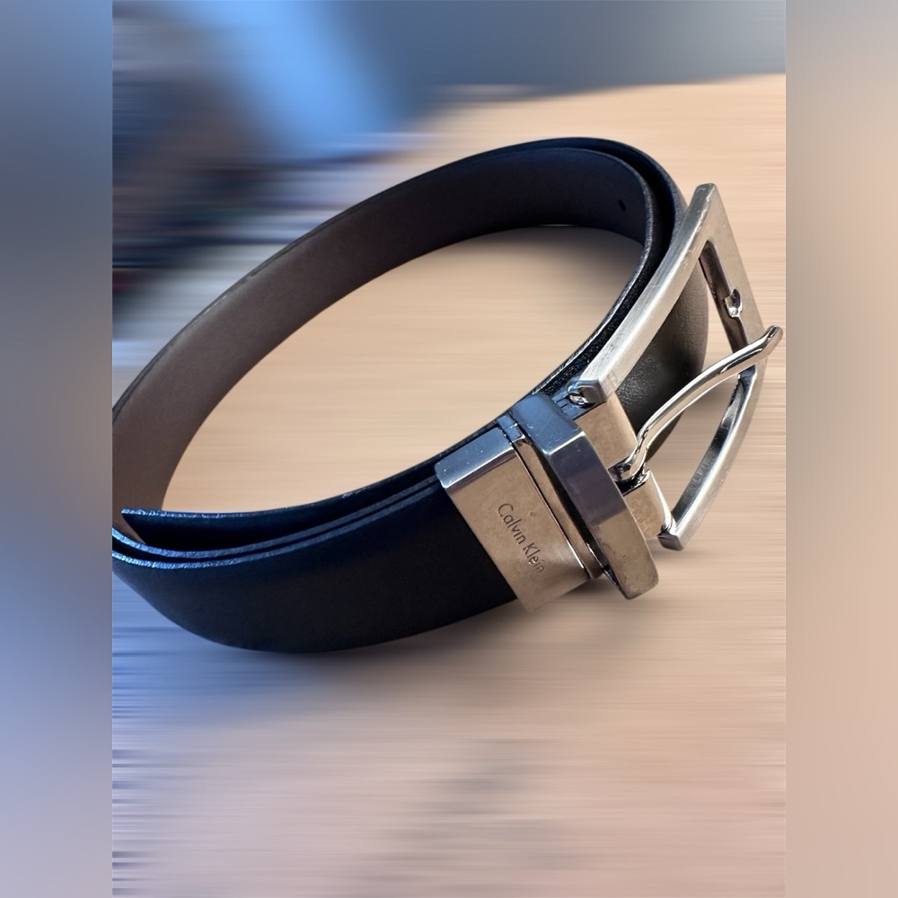 Calvin Klein Brown Belt with Silver Tone Buckle 40